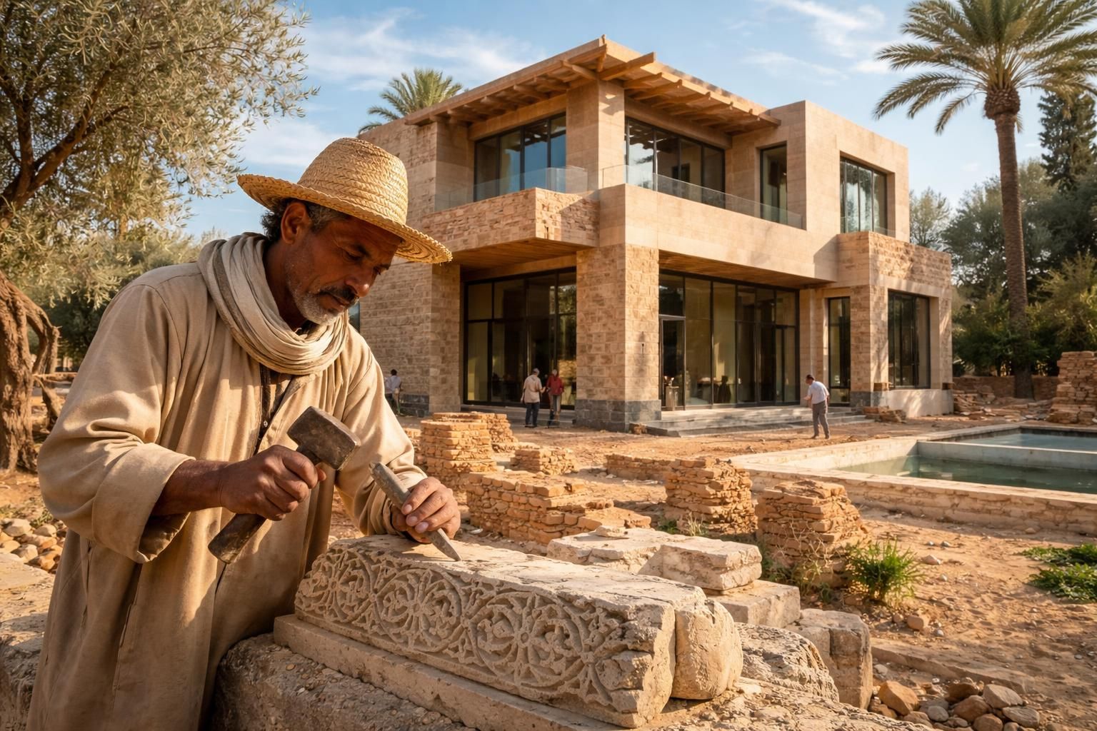 construisez votre villa de rêve à rabat avec un maître artisan marocain, en utilisant des matériaux locaux durables pour un habitat authentique et respectueux de l'environnement.